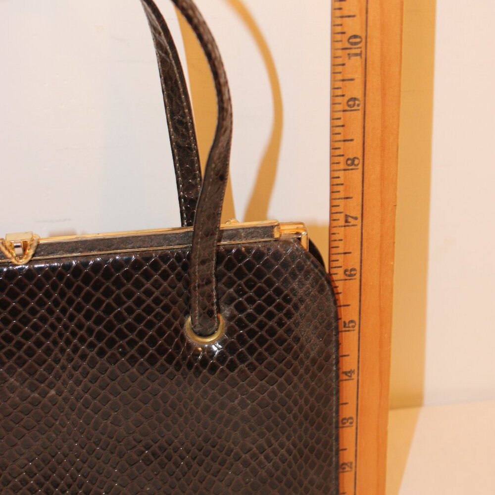 Naturalizer, Dark Brown, Faux Reptile Handbag Purse - Picture 9 of 10
